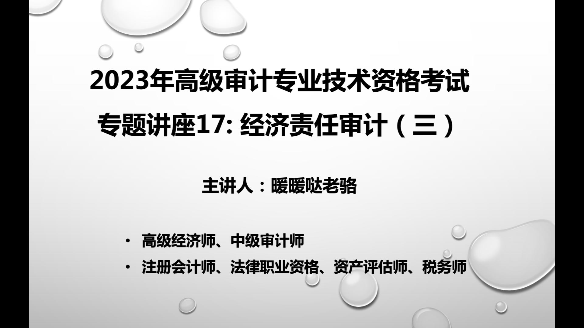 2023年高级审计师奋战计划第104期:《高级审计实务》专题讲座17—经济责任审计(三)哔哩哔哩bilibili