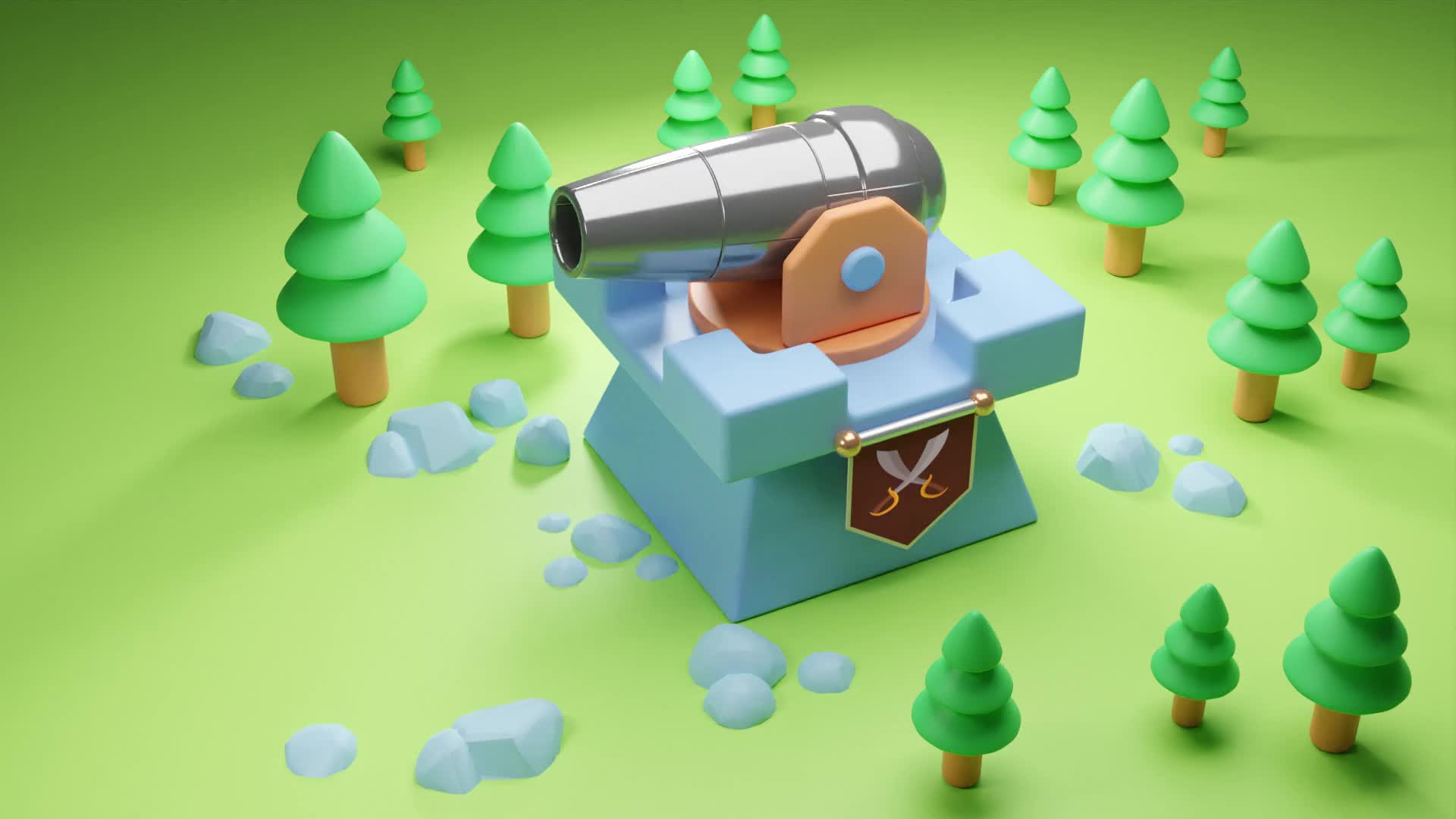 【blender练习】入门第三个月练习16 卡通炮台