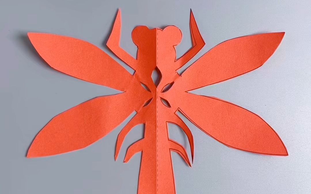 蜻蜓剪纸对称简笔画图片