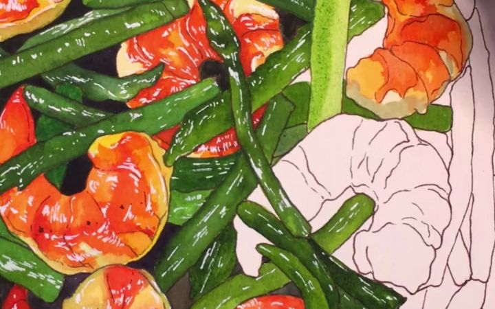 一盘大虾仁 手绘教程来了