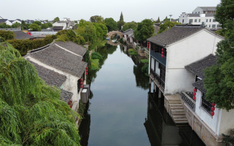 [图]天空视角欣赏无锡荡口古镇，水网纵横的这里真是江南梦里水乡