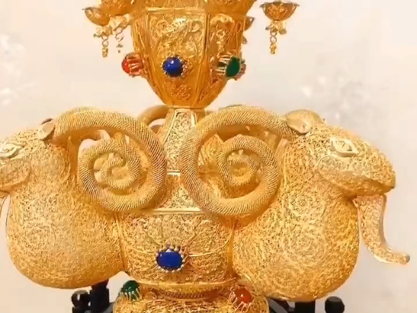 曾建中大师花丝镶嵌作品《三羊开泰》:现货一尊 欢迎询藏