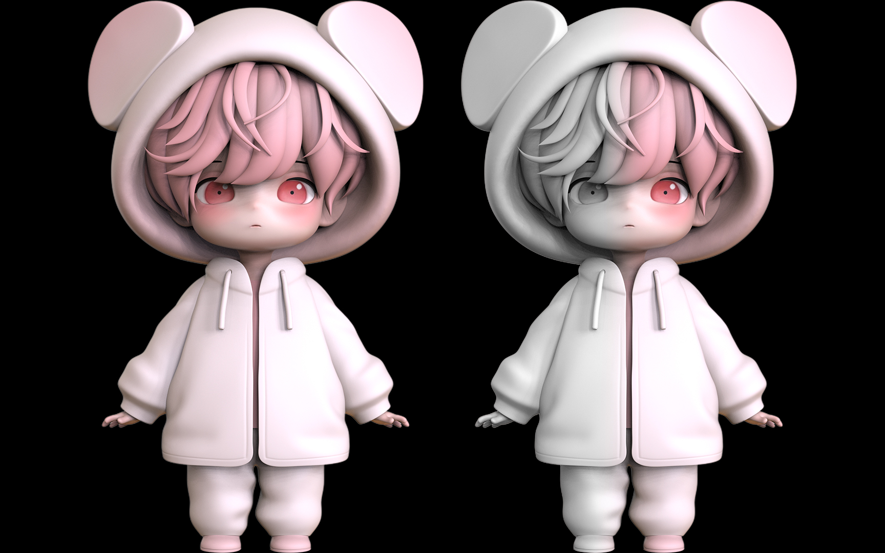 【zbrush建模教程】二次元手办自制教程 zbrush戴帽小男孩人物模型