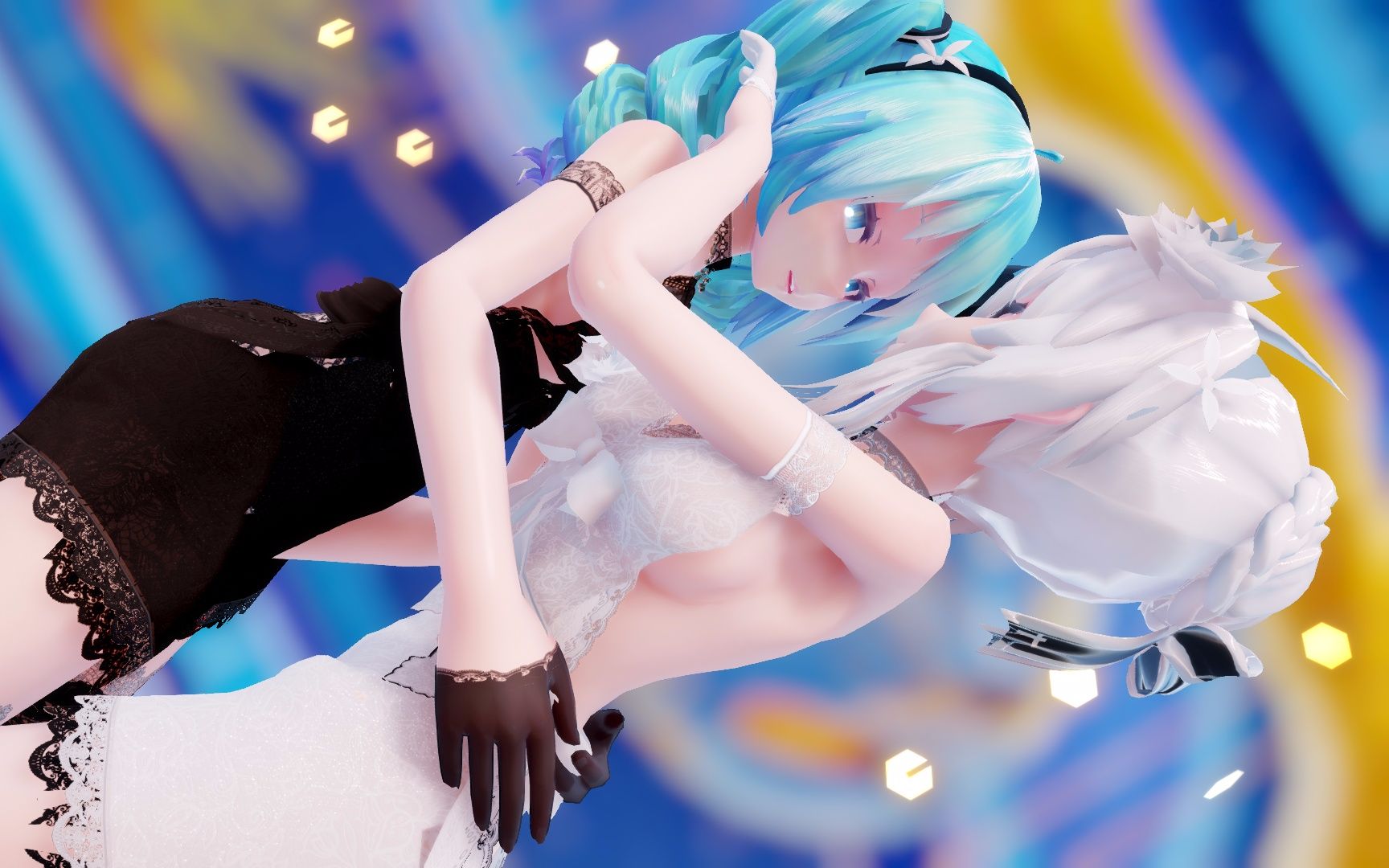 [图]【初/弱音MMD】初音弱音互撩！哪个能被撩到！Trouble maker