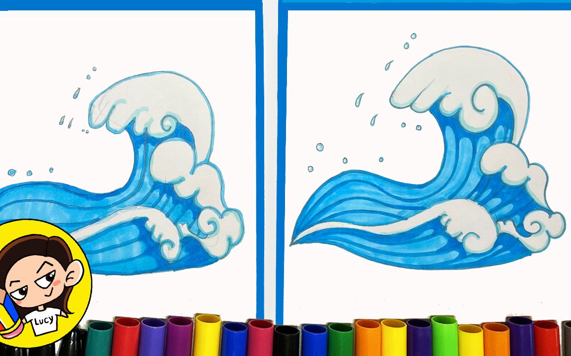 海浪怎么画简笔画颜色图片