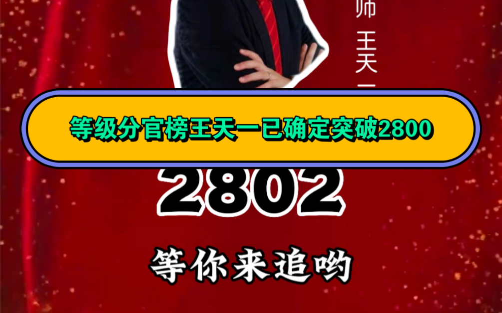 等级分官榜6月1日发布,王天一等级分已确定突破2800哔哩哔哩bilibili