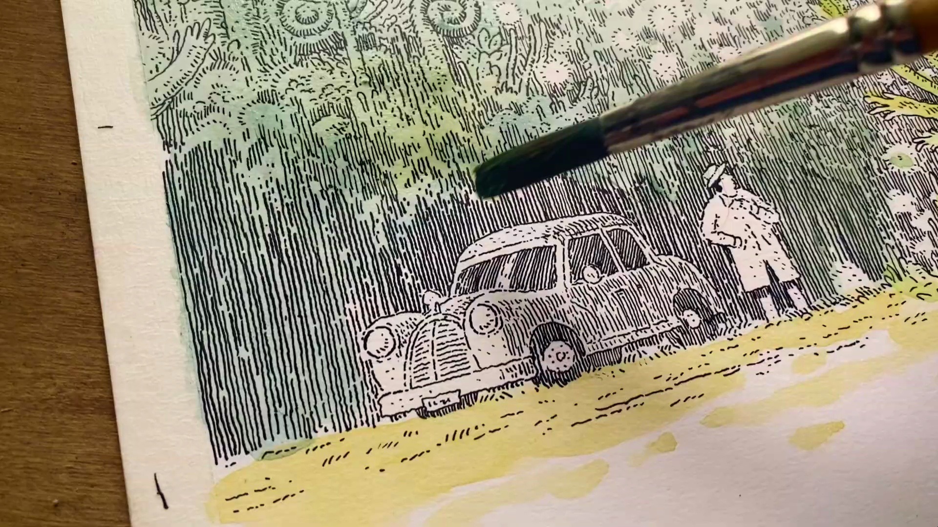 丛林水彩插画手绘速涂绘画过程 henderverse
