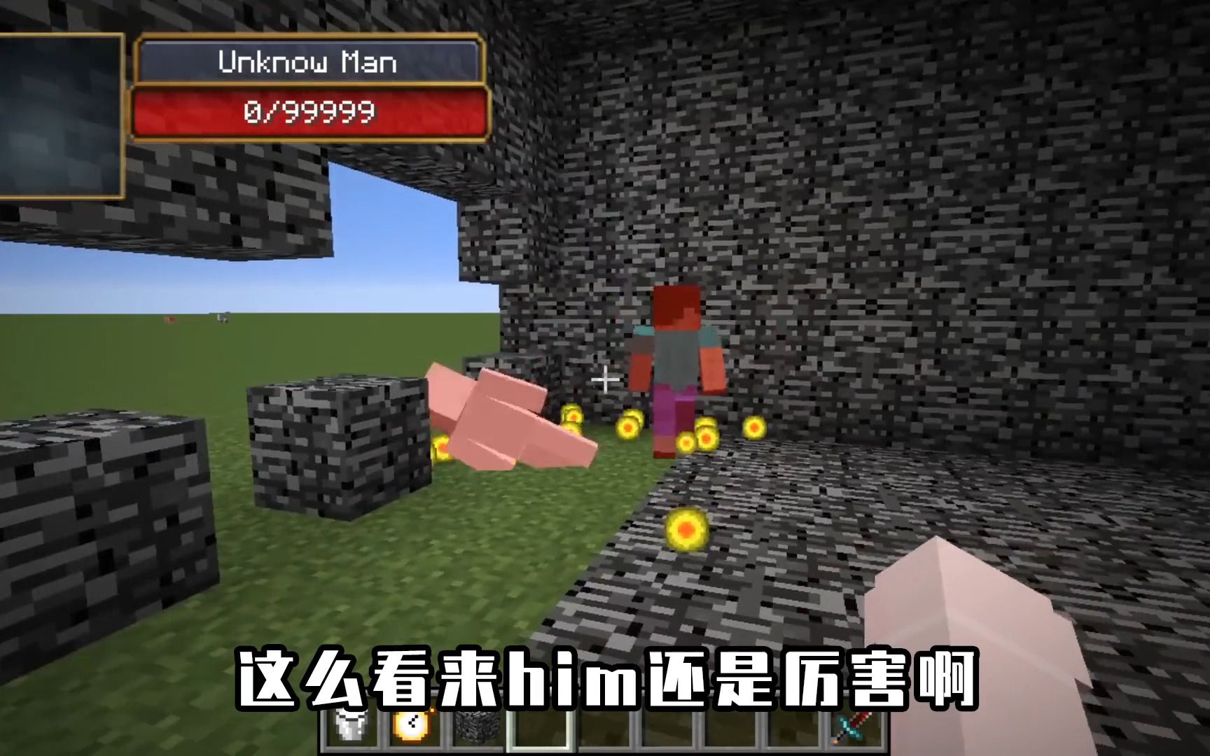 我的世界:him对战不同类型的him,him竟然怂了一直在逃跑