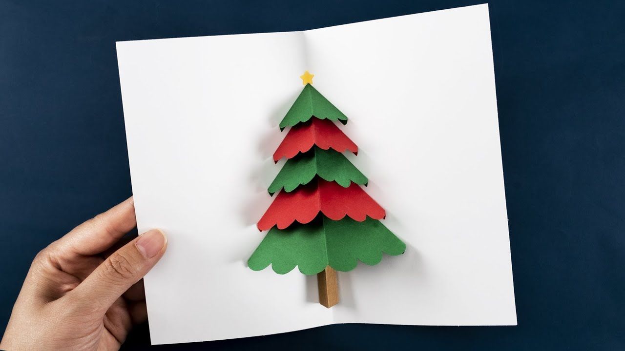 5分钟制作超简单的圣诞树贺卡,纸质圣诞贺卡