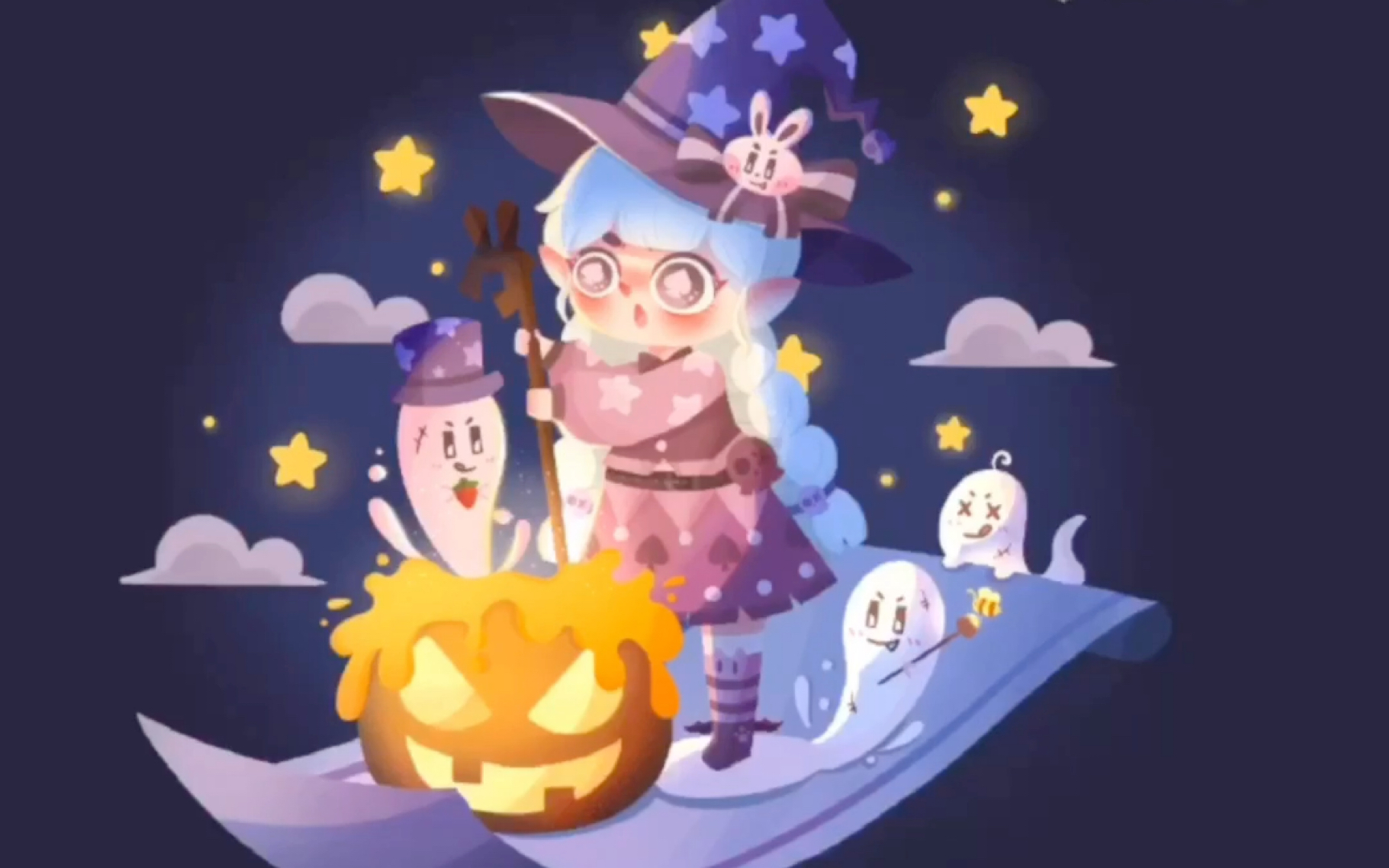 【procreate】是万圣节的熬药小魔女过程视频