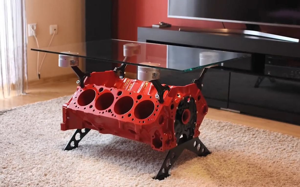 创意制作一个硬核且极具观赏性的v8引擎缸体茶几