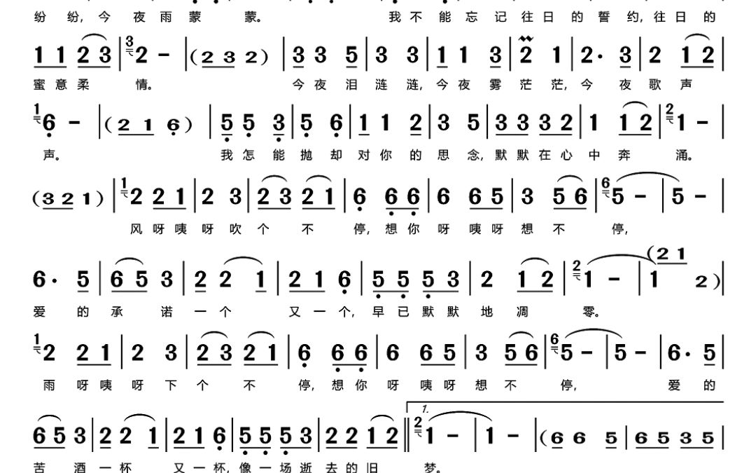 旧梦 梁帅 词曲 刘晓超 演唱 简谱 歌谱 免费分享