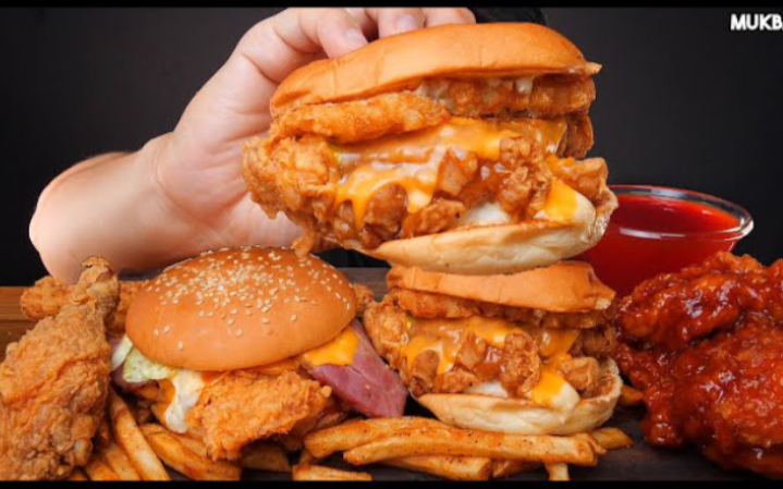 炸鸡汉堡小薯条,快乐三件套