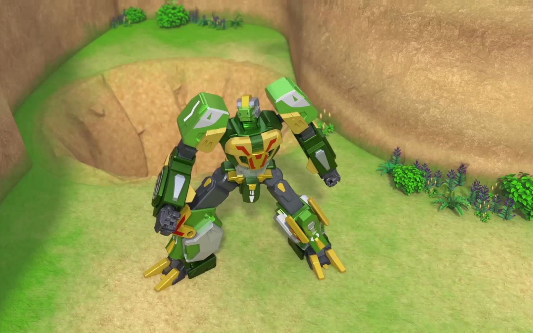 心奇爆龙战车6魔方变形精彩战斗:三角龙步步紧逼!