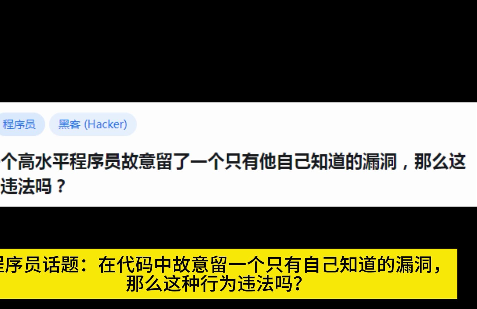 假如一个高水平程序员故意留了一个只有他自己知道的漏洞,那么这种行为违法吗?哔哩哔哩bilibili