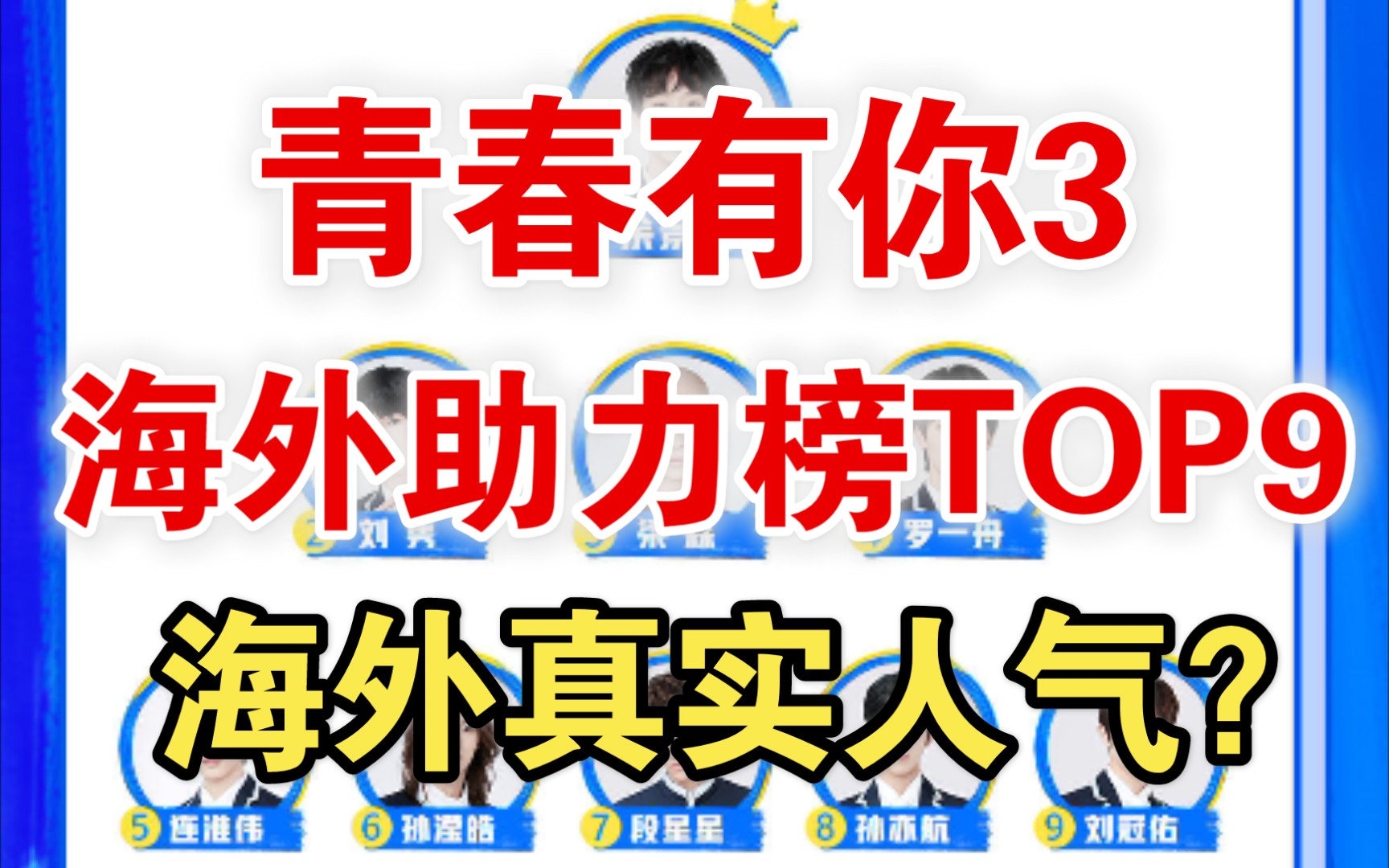 【青你3】海外助力榜排名前9 | 截至3月28日哔哩哔哩bilibili