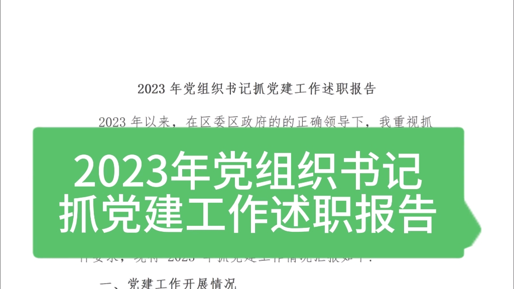 2023年党组织书记抓党建工作述职报告哔哩哔哩bilibili