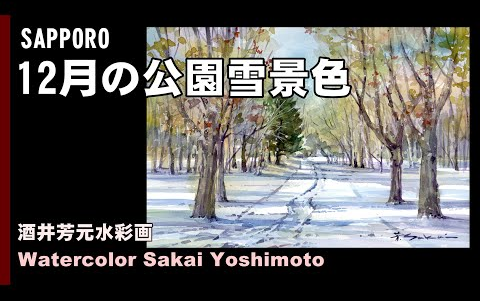 札幌12月の公园雪景色Watercolor Sakai Yoshimoto哔哩哔哩bilibili