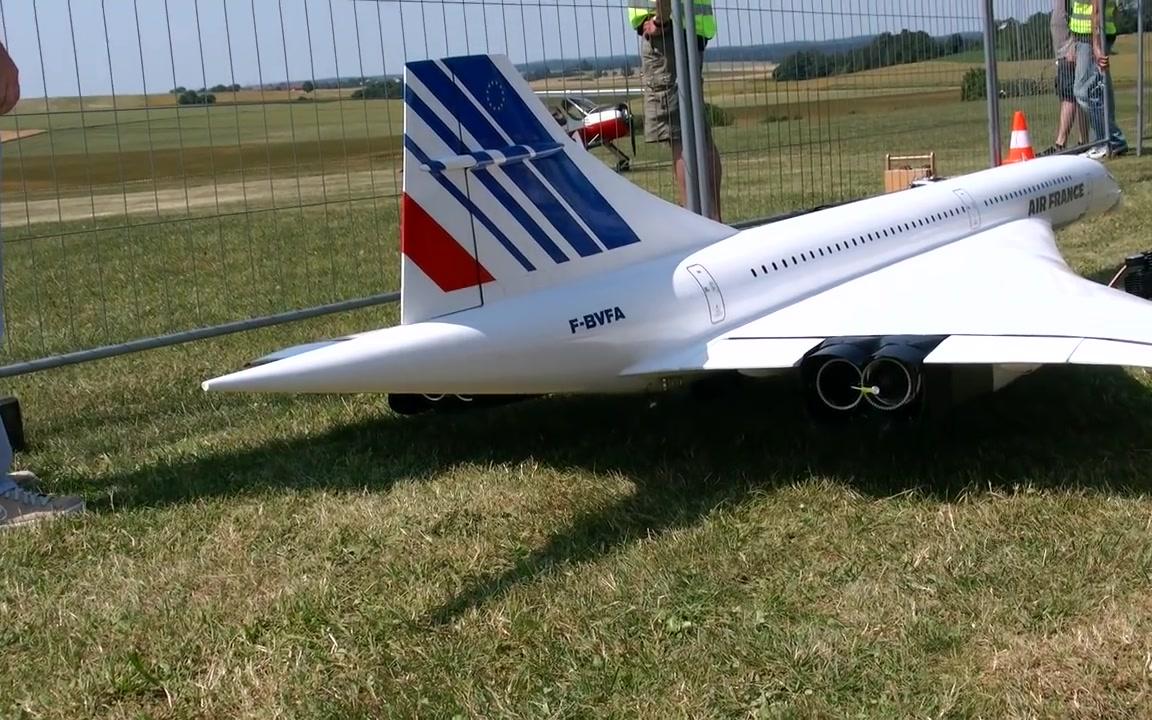 航模】法国航空公司大型rc涡喷模型 喷气演示飞行
