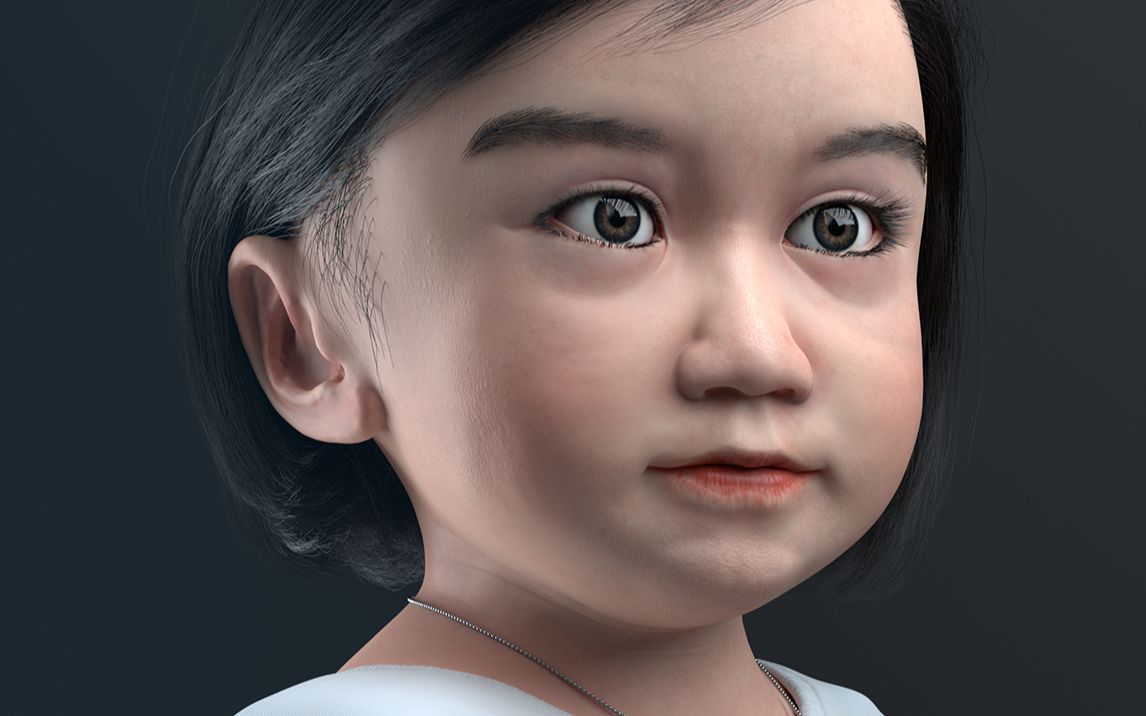 mayazbrushsubstancepainteryuyu小女孩3d模型皮肤材质渲染展示