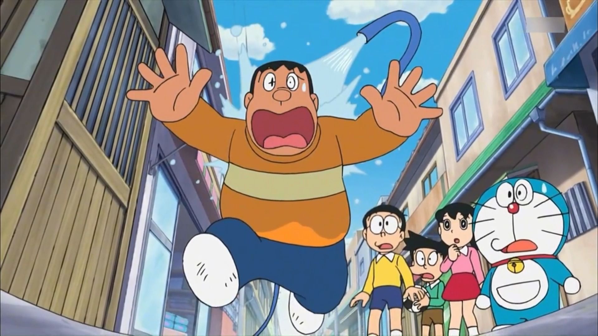 哆啦a梦:静香陪大雄在胖虎家学习,房子机器人把胖虎赶出了家门