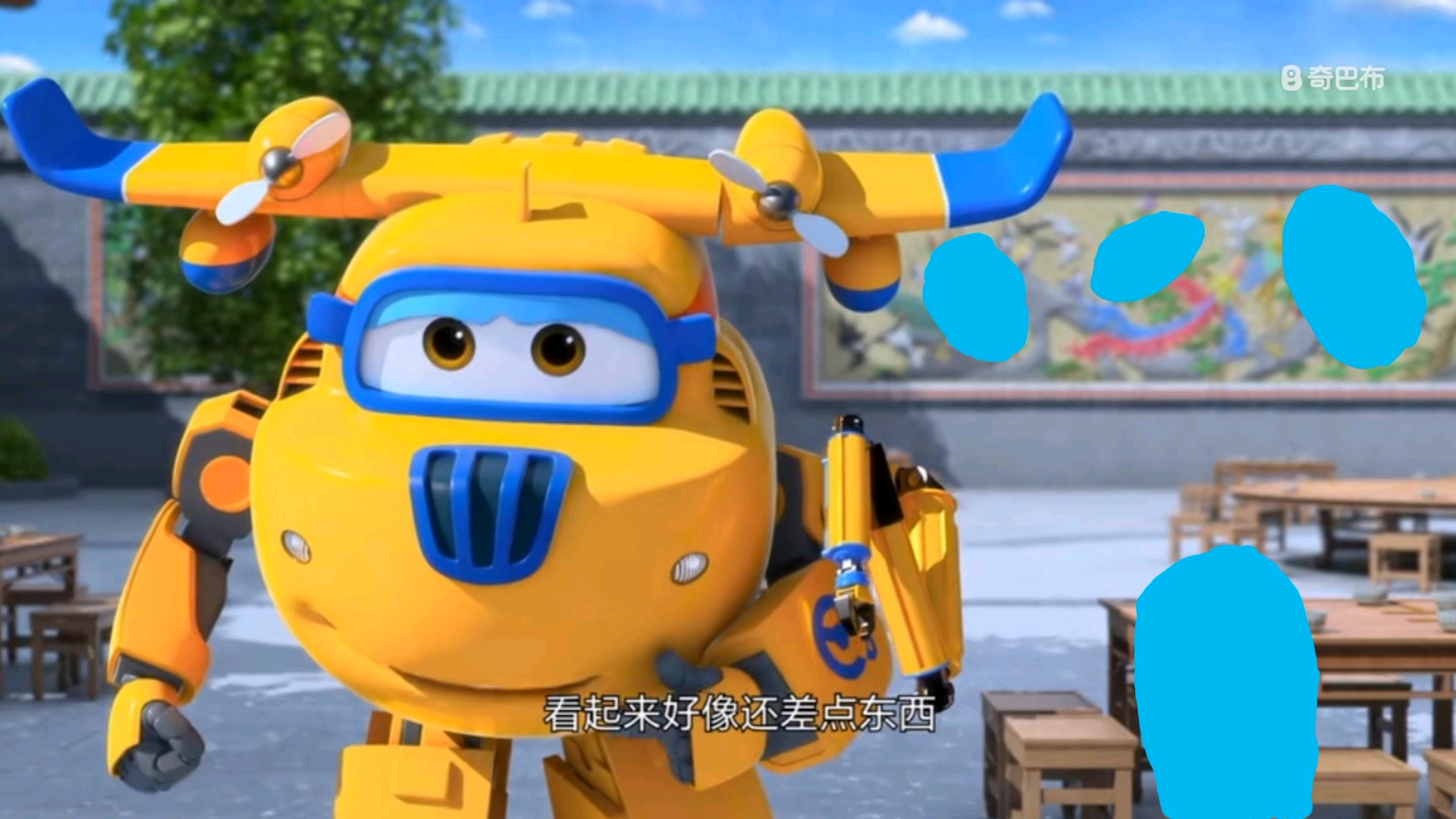 这是超级飞侠多多用售碗来做画的图片