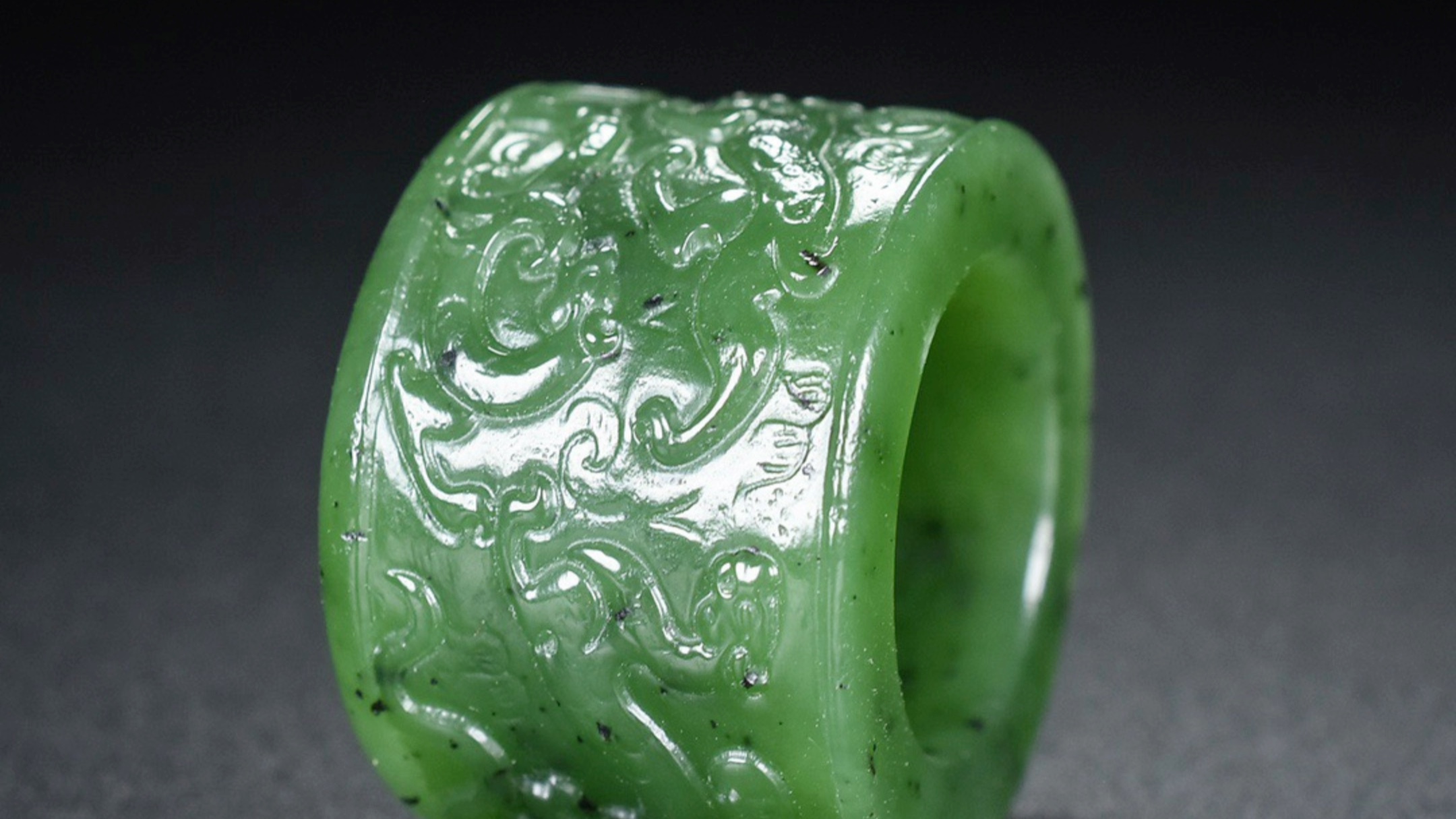 古玉老玉熟坑碧玉满工狩猎纹扳指