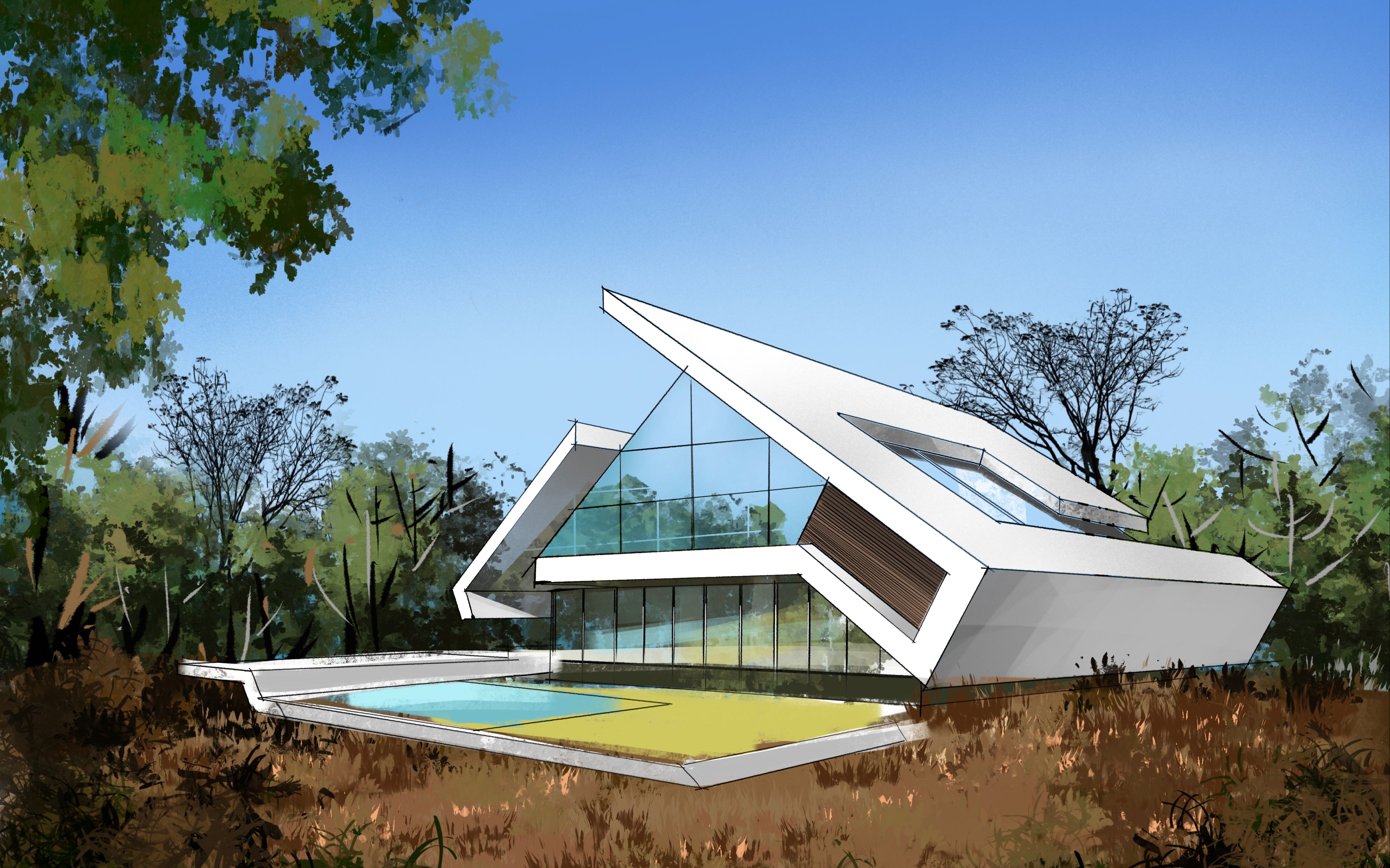 最新教程来了,最新课件更新,【ipad procreate】现代建筑画法