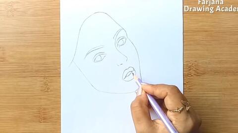 A girl with beautiful hair Pencil Sketch drawing / How to draw a girl 