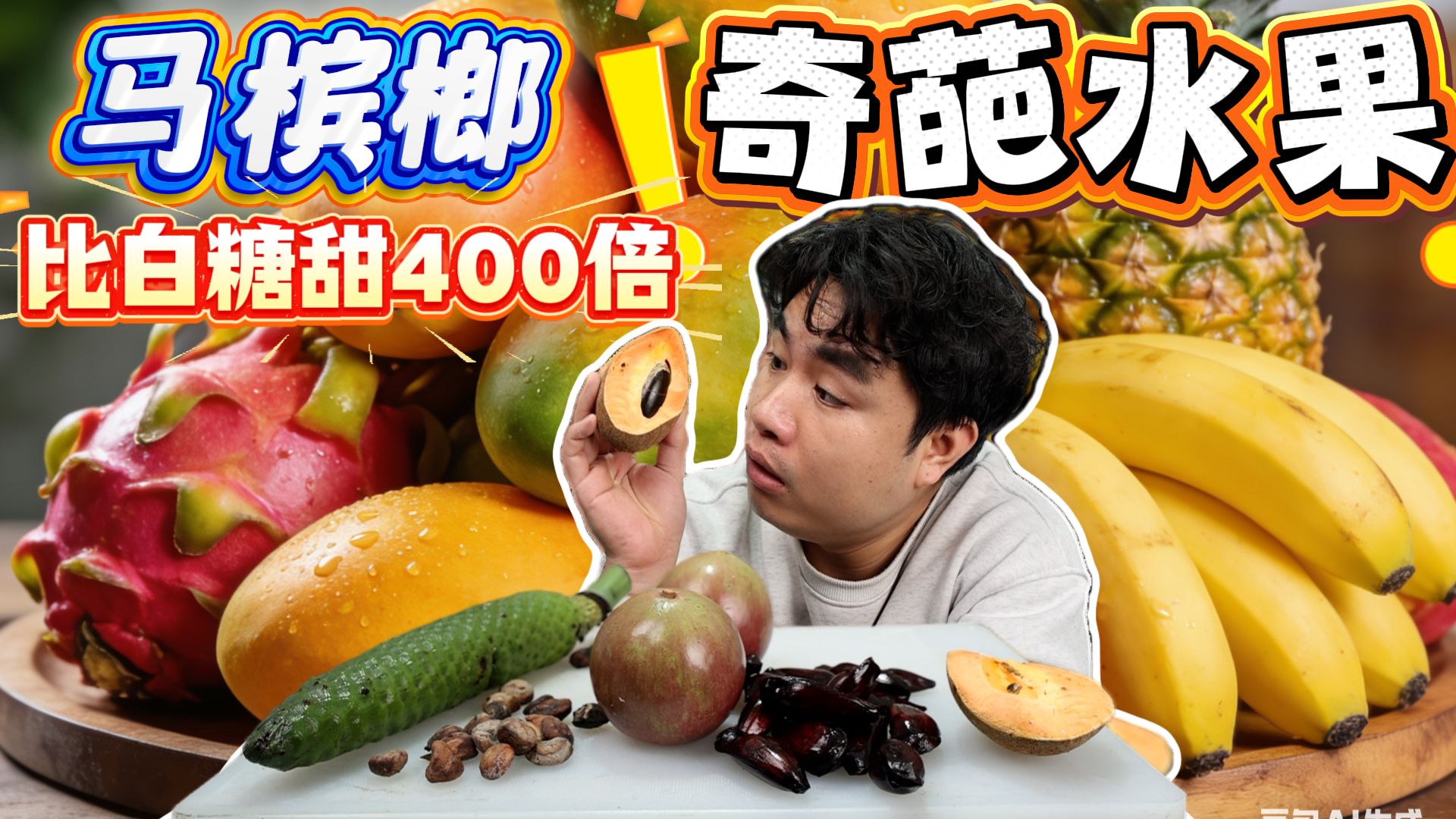 评测5款网红奇葩水果，吃马槟榔的果实据说喝水都是甜的，真的吗