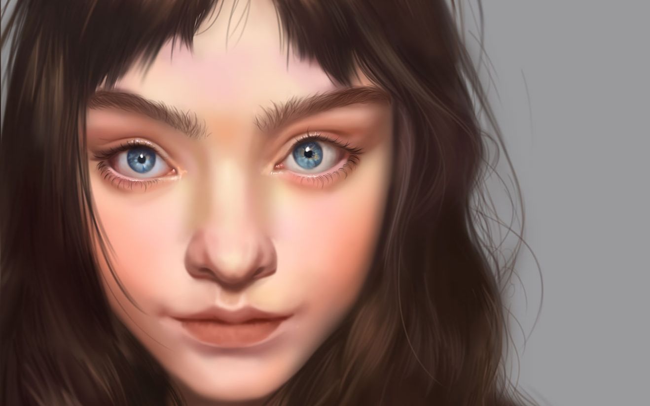 板绘厚涂#长发女孩