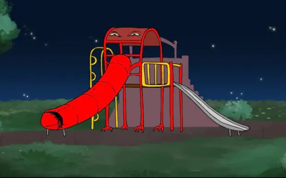 恐怖动画短片吃人滑梯和鸡鬼