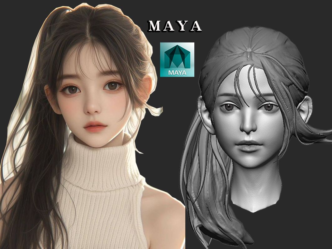 Maya+ZB建模,自制二次元老婆头像,从Maya到zbrush女性人物角色模型制作教程哔哩哔哩bilibili