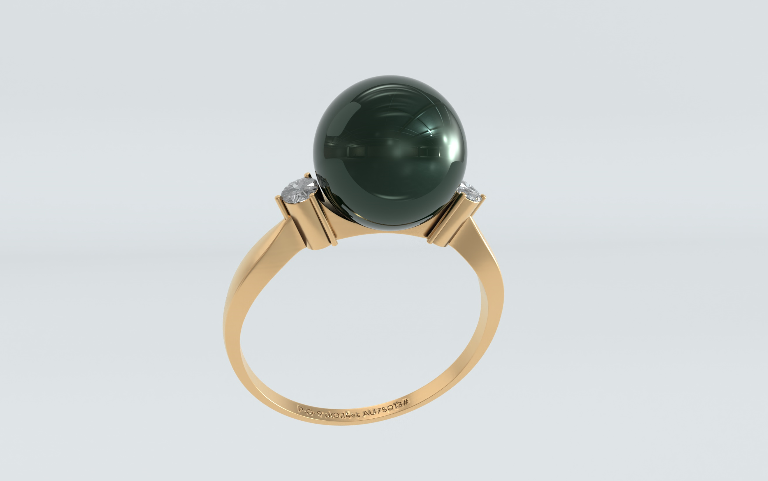 【壹海珠】 18k金黑金珍珠钻戒