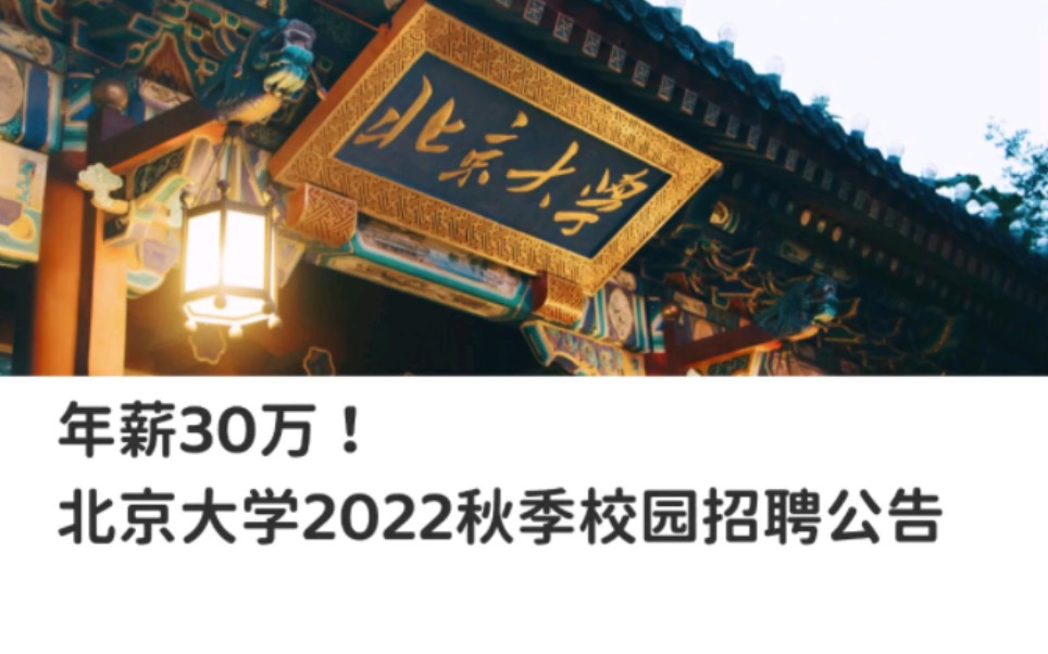 年薪30万!北京大学2022秋季校园招聘公告哔哩哔哩bilibili