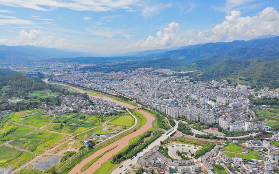 航拍景东县川河坝的景(从锦屏到文井)(4k)