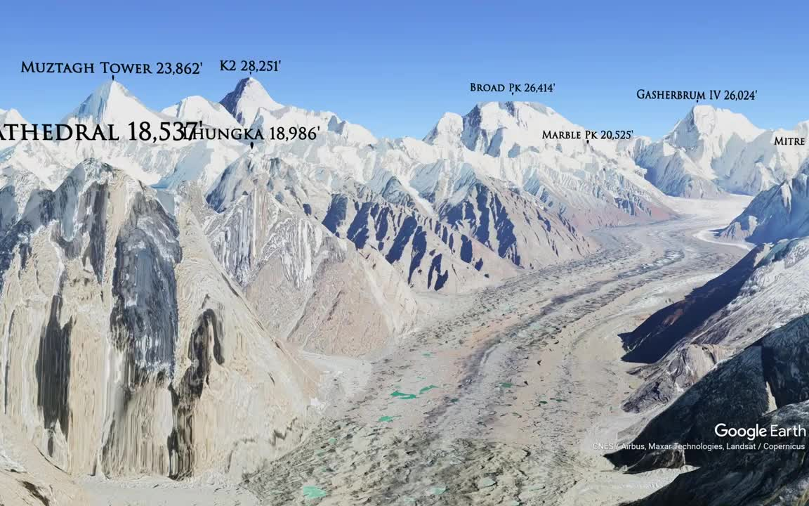 【地理*谷歌地球虚拟之旅】乔戈里峰K2与喀喇昆仑之墙哔哩哔哩bilibili