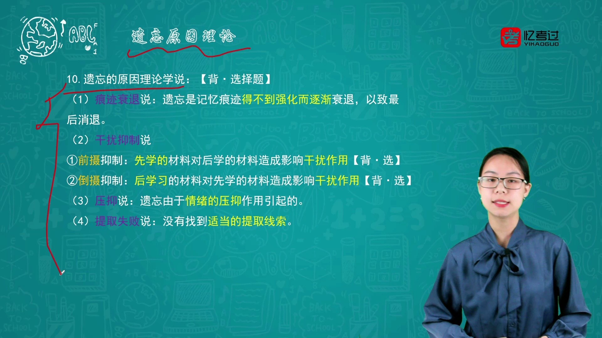 考前冲刺:简述遗忘的四种理论观点及局限性?哔哩哔哩bilibili