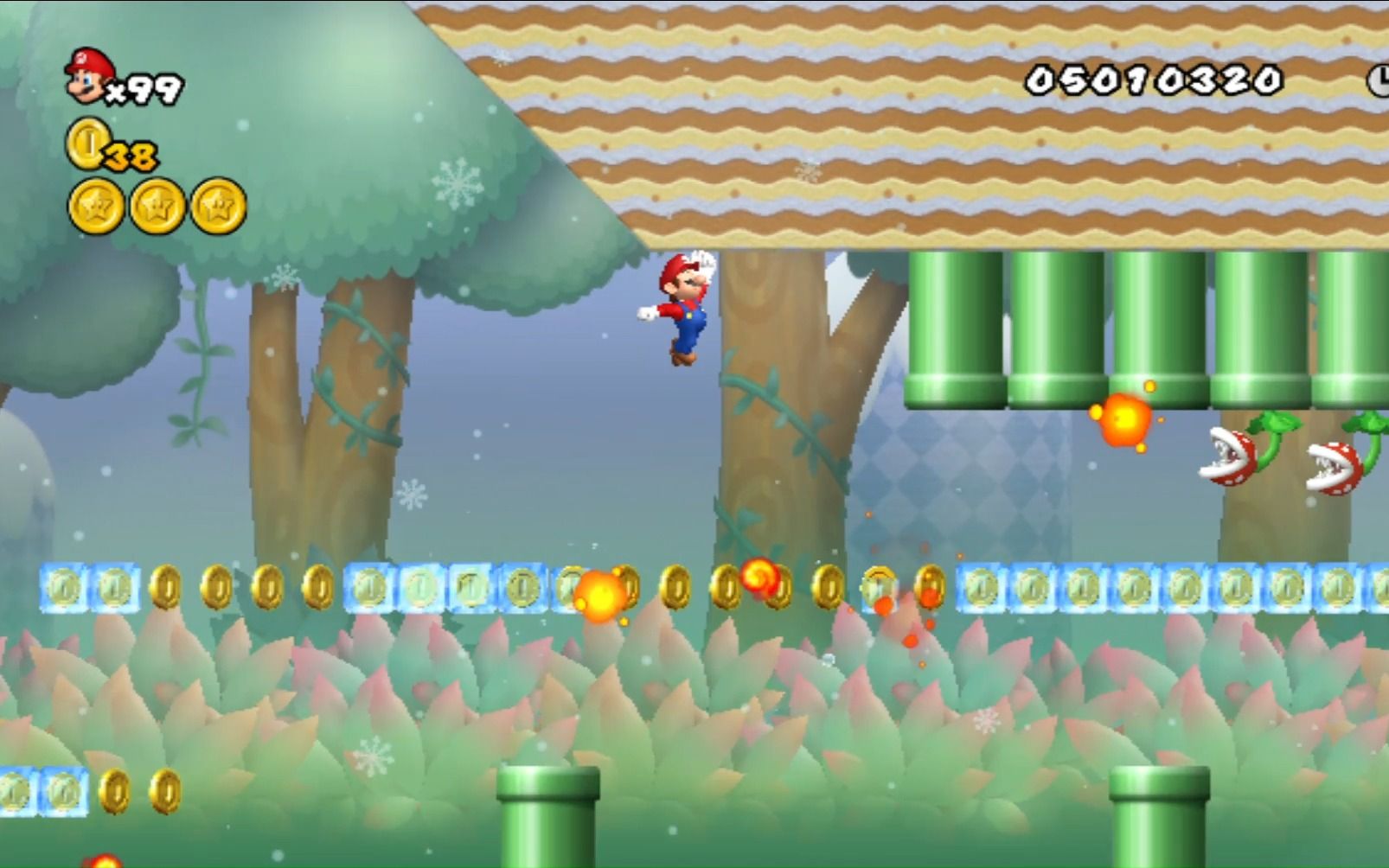 【wii】新超级马里奥兄弟wii 难关9-7(收集三枚大金币)