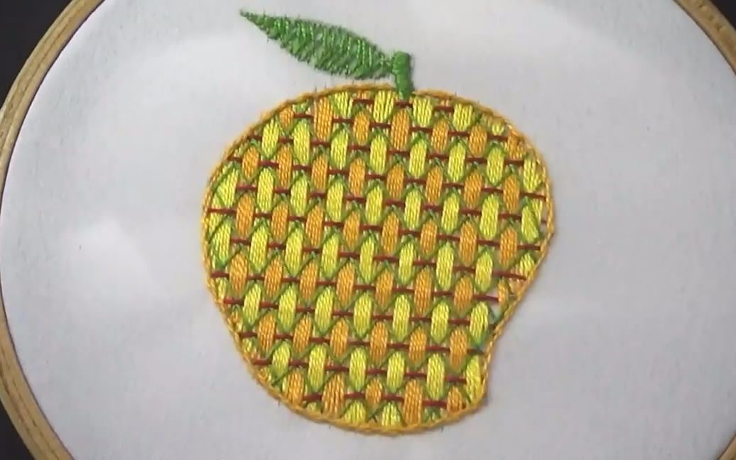 手工刺绣作品芒果图案的简单绣法