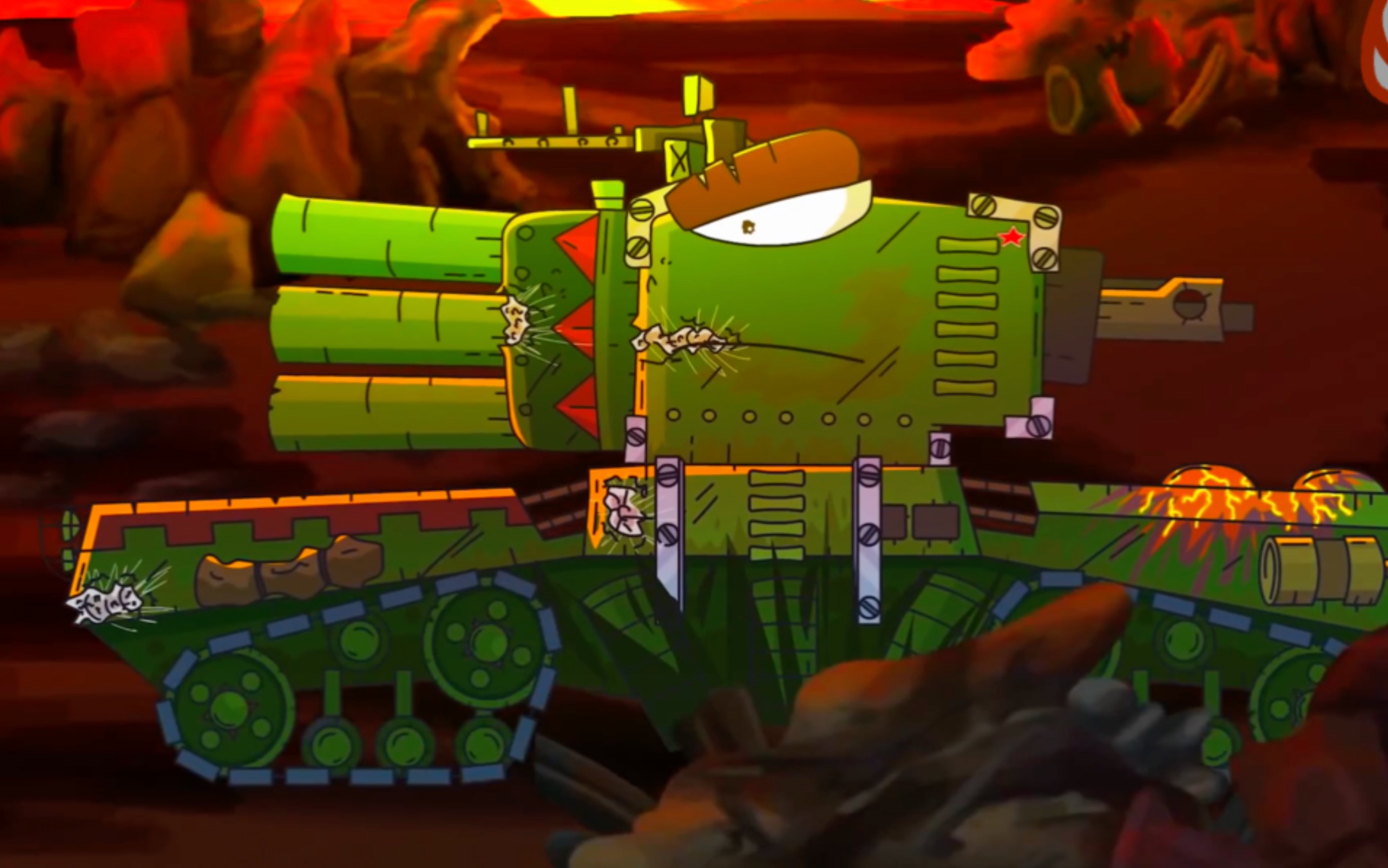 坦克动画:kv6坦克和kv2坦克来地狱,面对地狱怪物该怎么办?