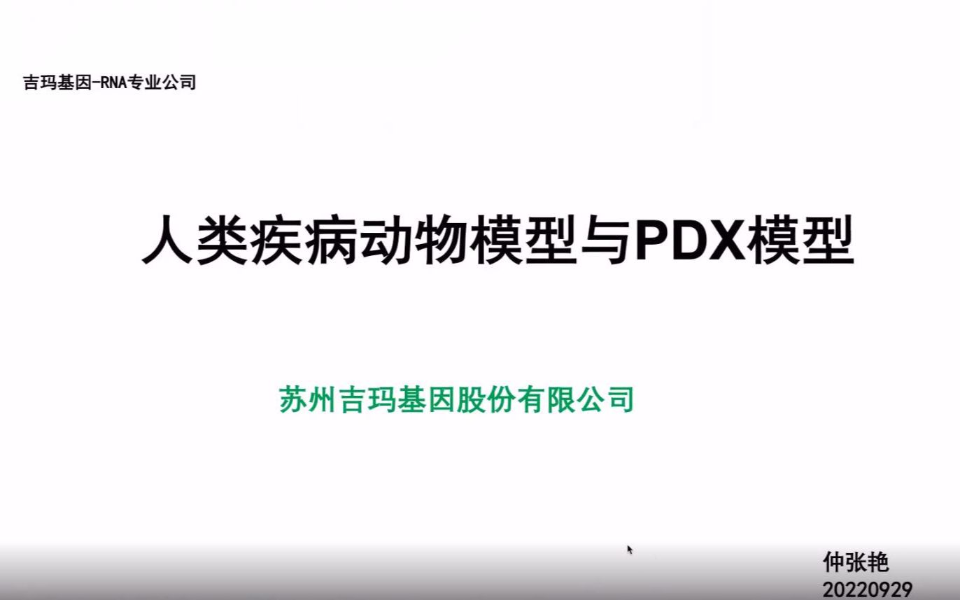 吉玛基因在线讲座——人类疾病动物模型与PDX模型哔哩哔哩bilibili