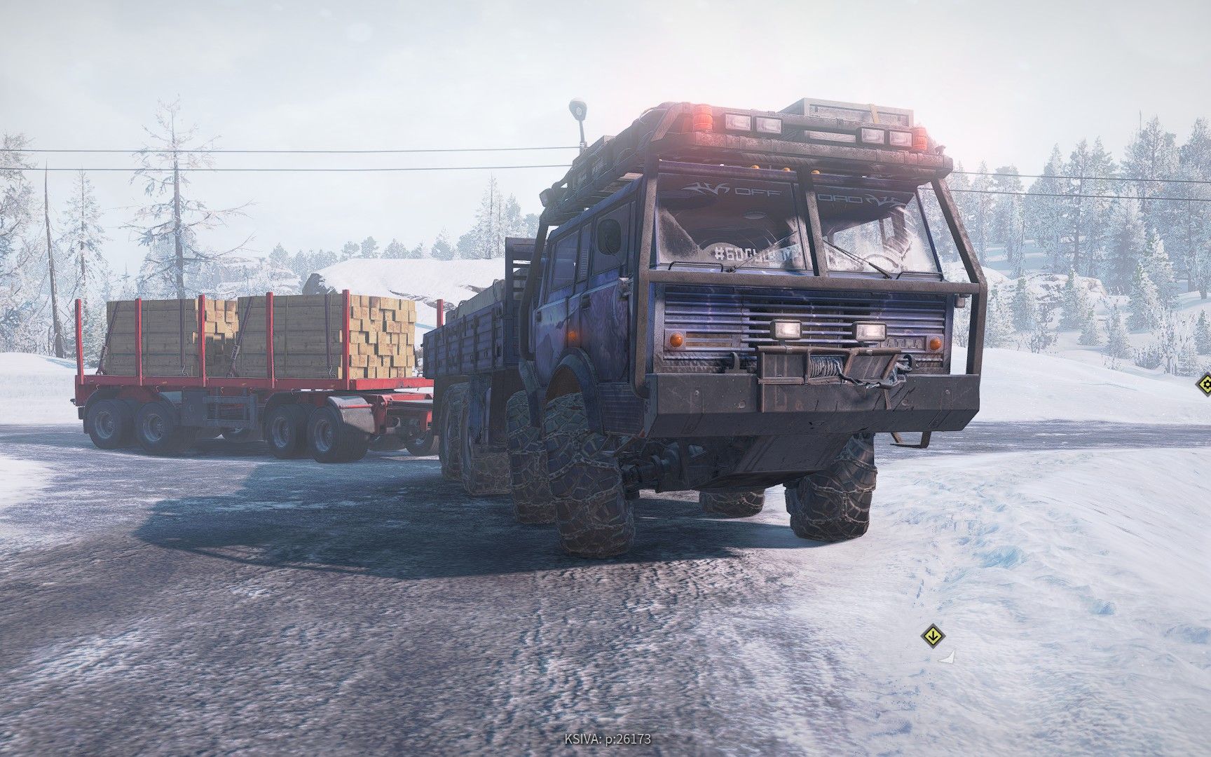 雪地奔驰-西部之星6900,亚速64131和太拖拉t813运输货物到beta模块