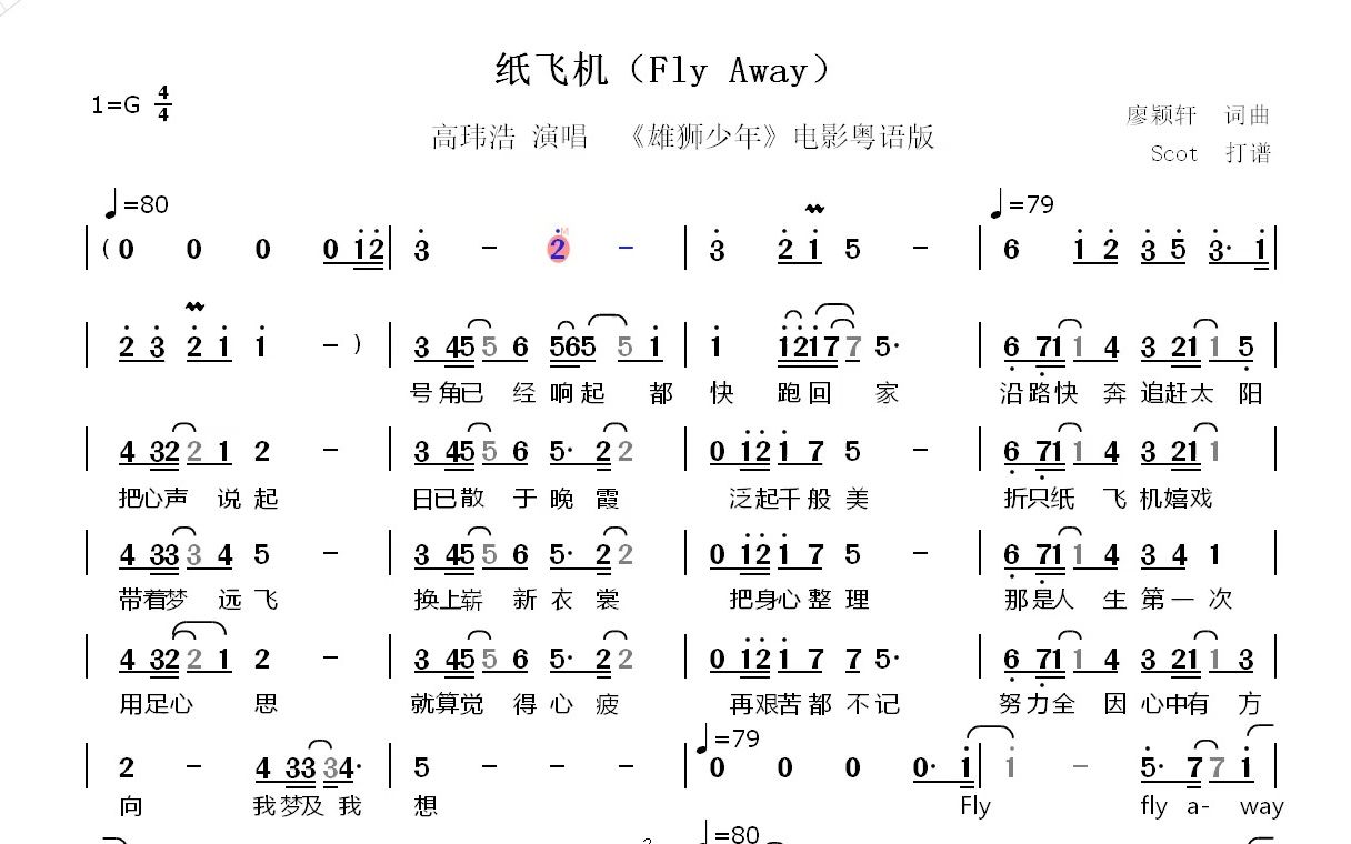 flyaway刘聪简谱图片
