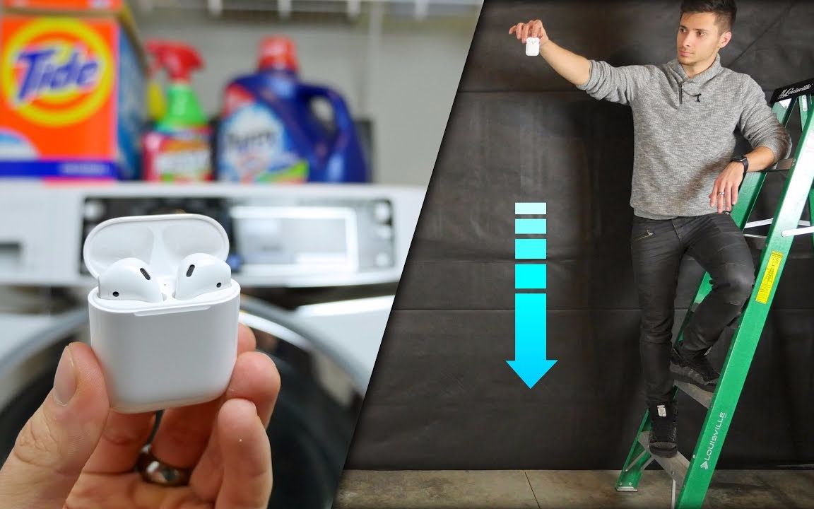 「果粉堂」苹果airpods 耳机 暴力测试 跌落 洗衣机 全身水洗