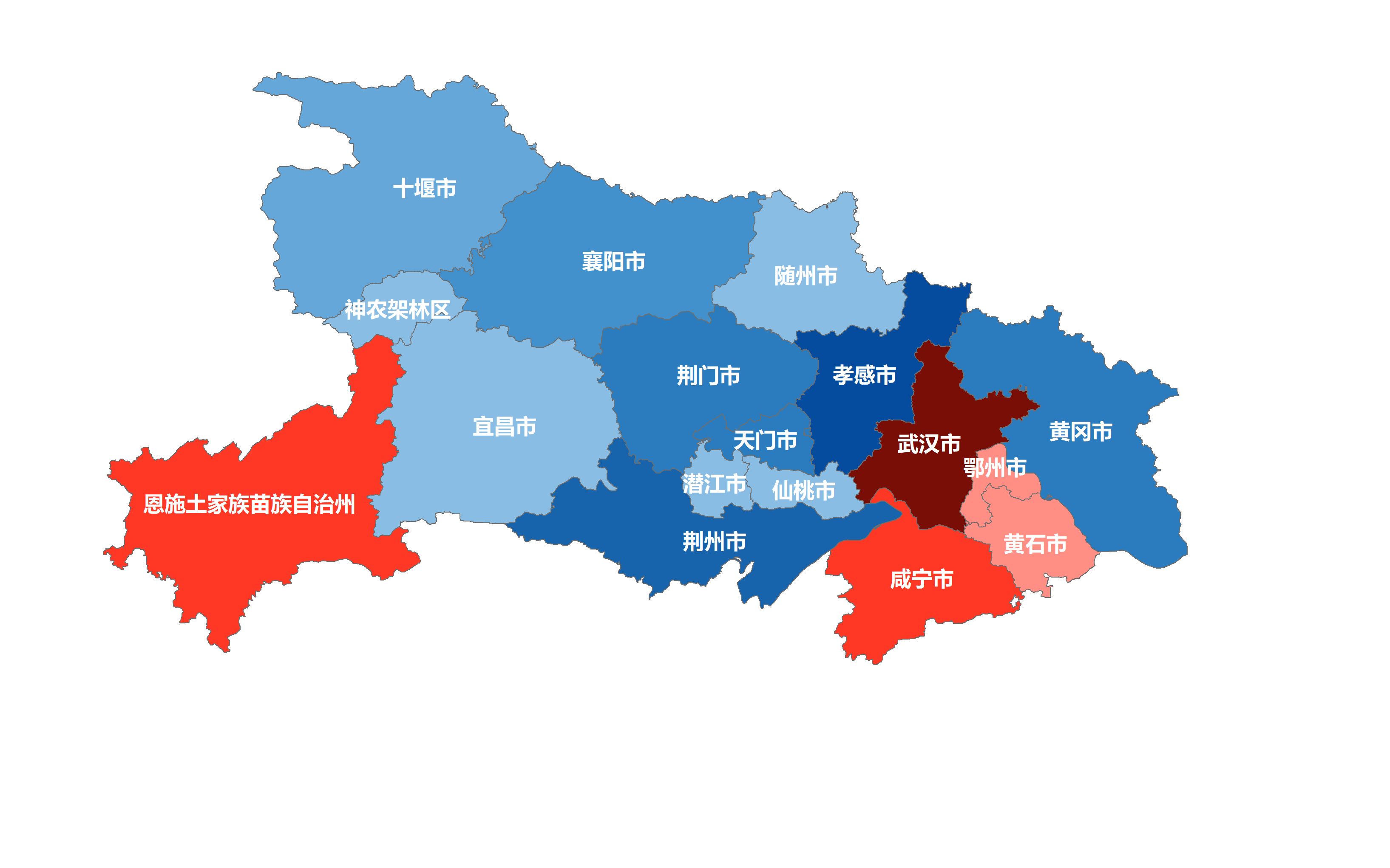 湖北省各市十年人口变化 5市增加