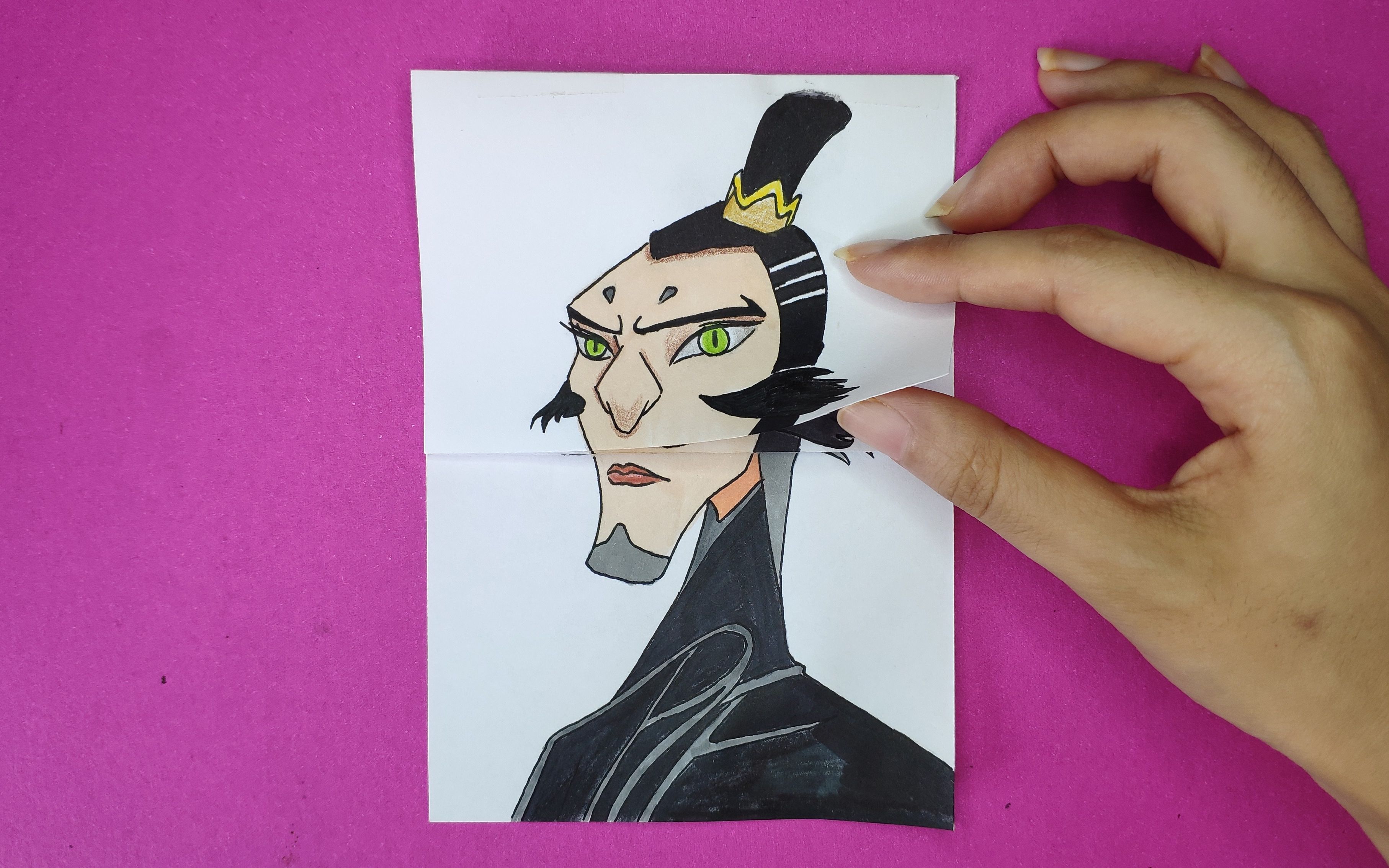 如何用一张普通纸手绘申公豹50岁和500岁长相变化?画法简单有趣