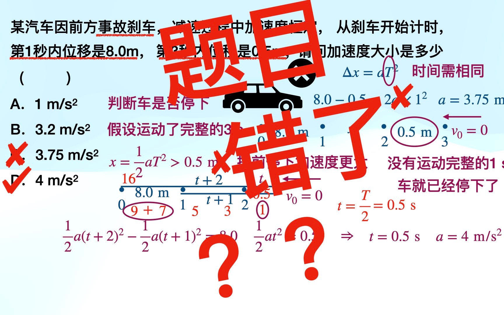 [图]高中物理刹车问题易错题