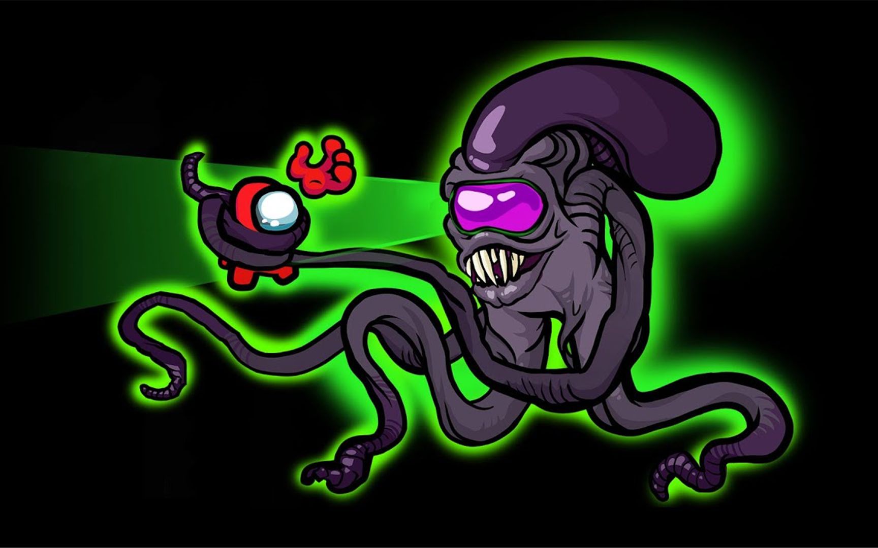 amongus我们之中游戏动画:触手怪袭击飞船