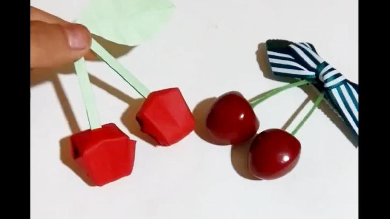 折纸教程,手工diy制作《樱桃》详细教程,挺简单的!